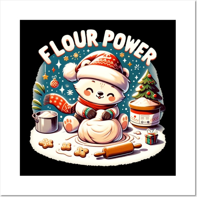 Flour Power Kawaii Christmas Polar Bear Baking Wall Art by TheCloakedOak